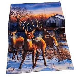 Winter snow farm & deer garden flag
